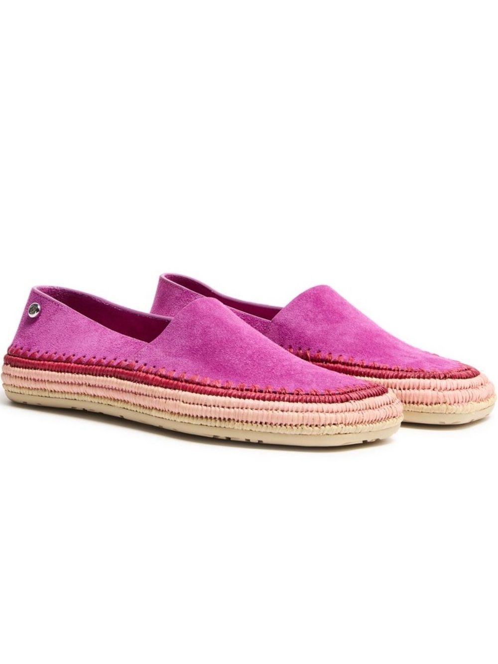 NEW LOEWE Rio Suede & Raffia Espadrilles - Fuschia Colorway - EU 41
